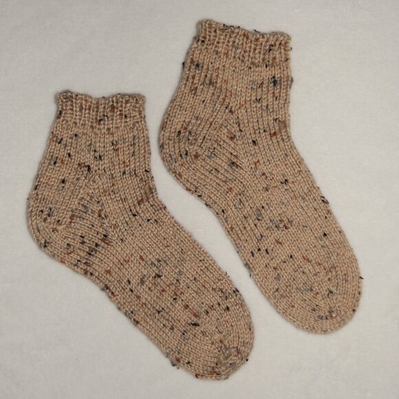 NEW Handmade Brown Flecks Ankle Socks, Women Size M (US 7.5-8) - Picture 4 of 11